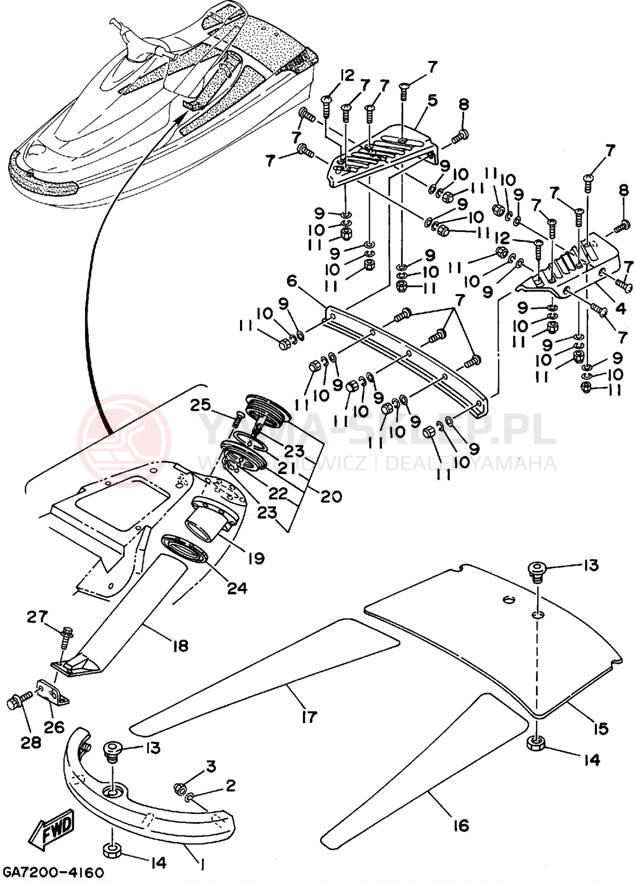 Schemat "GUNWALE - MAT" do Yamaha WAVE BLASTER WB700T