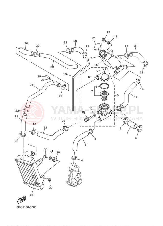 Schemat "Układ chlodzenia" do Yamaha PHAZER PZ50W