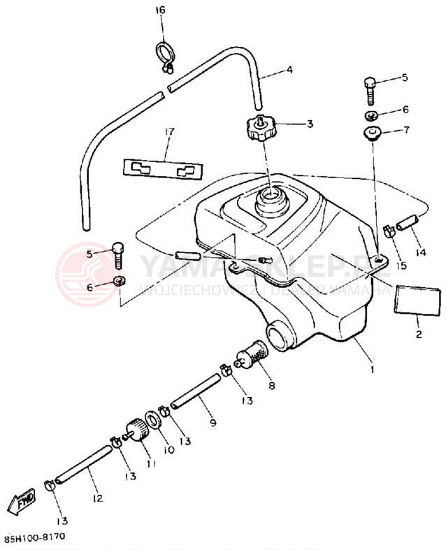 Schemat "zbiornik paliwa" do Yamaha SNOSCOOT SV80M
