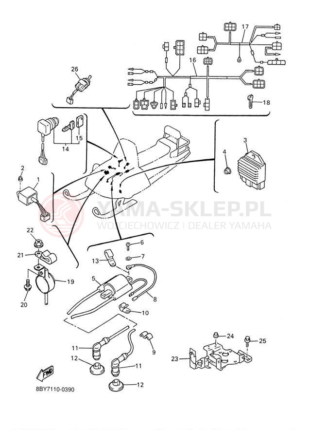 Schemat "układ elektryczny" do Yamaha ET410TRF