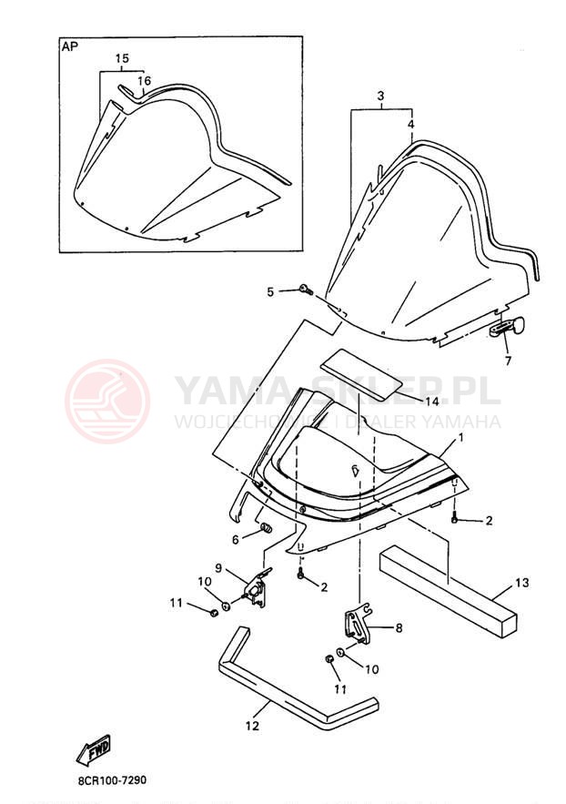 Schemat "Szyba" do Yamaha VMAX 600 XT VX600XTA/VX500XTA
