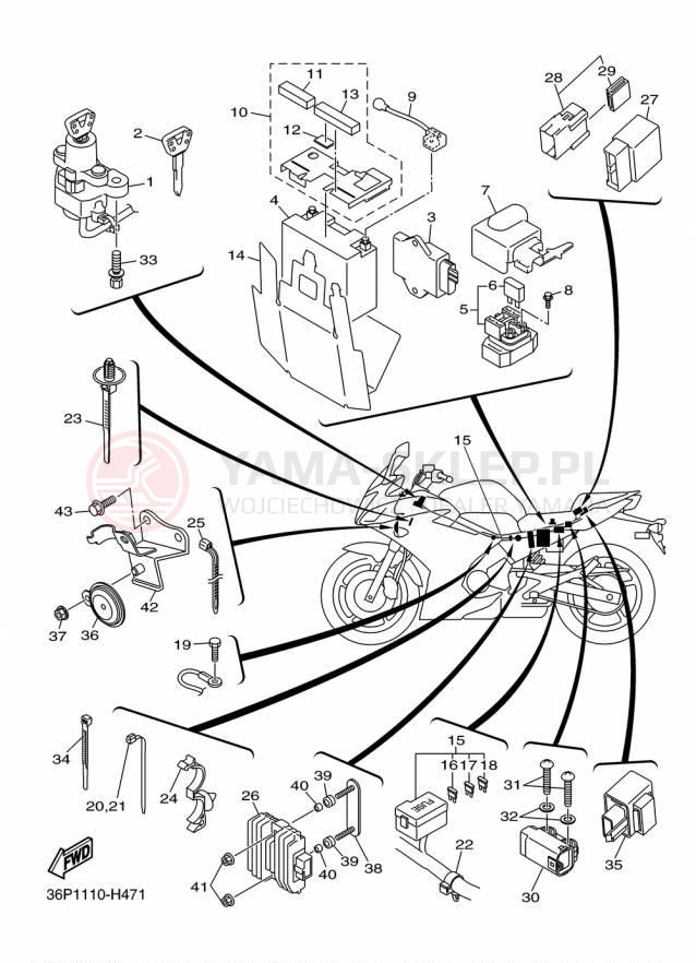 Schemat "układ elektryczny" do Yamaha FZ6R FZ6RFCR/FZ6RFR