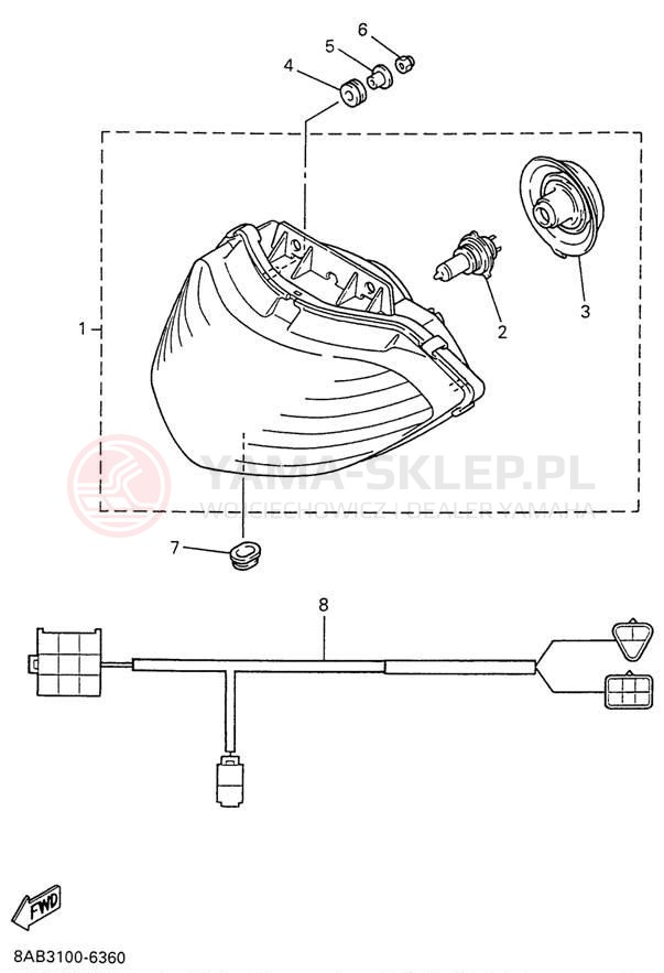 Schemat "Lampa przód" do Yamaha VMAX 500 VX500W