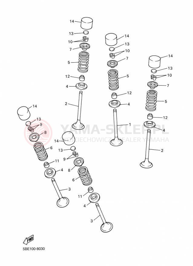 Schemat "zawory" do Yamaha WR450F WR450FF