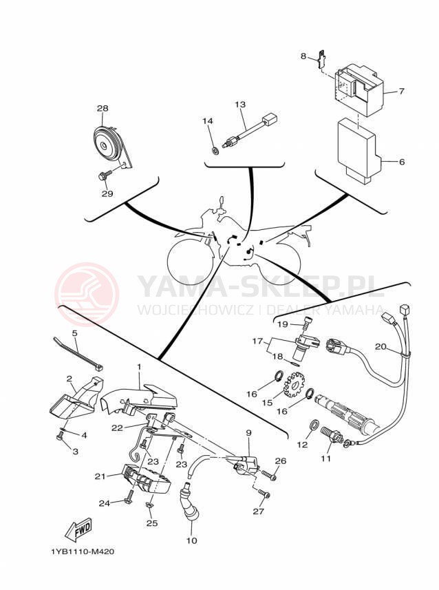 Schemat "układ elektryczny" do Yamaha XT250 XT250F/XT250FC