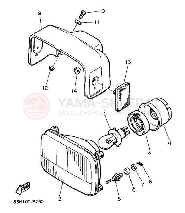 Schemat "Lampa przód" do Yamaha SNOSPORT SV125R