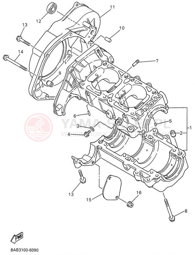 Schemat "Obudowa silnika" do Yamaha VMAX 600 VX600W