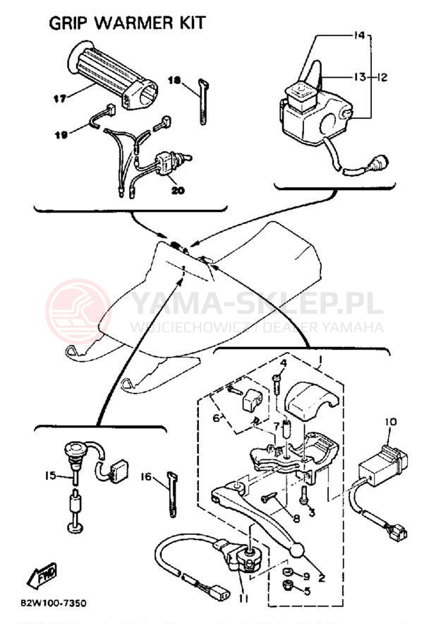 Schemat "Kierownica i osprzęt" do Yamaha SRV SR540N