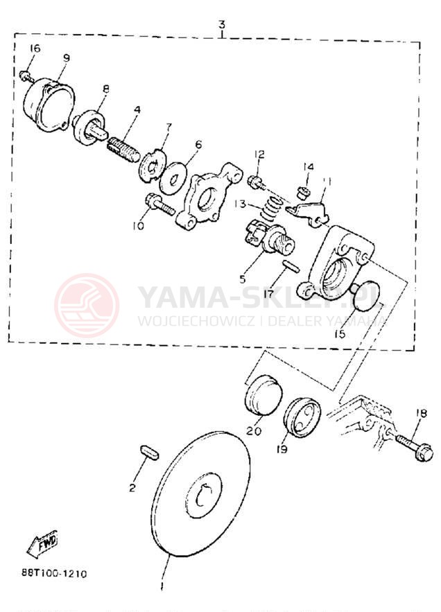 Schemat "hamulec" do Yamaha VENTURE GT VT480GTS