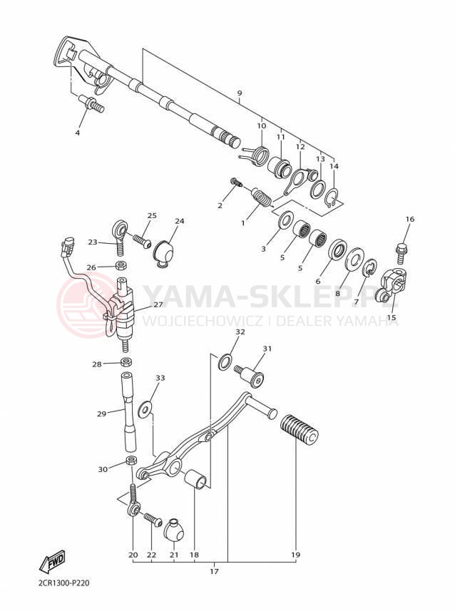 Schemat "Dźwignia zmiany biegów, wałek" do Yamaha YZFR1M YZFR1MF/YZFR1MFC