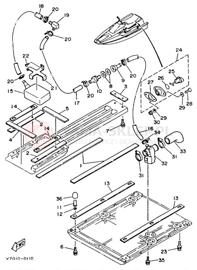 Schemat "HULL & DECK" do Yamaha WAVERUNNER LX WR650R