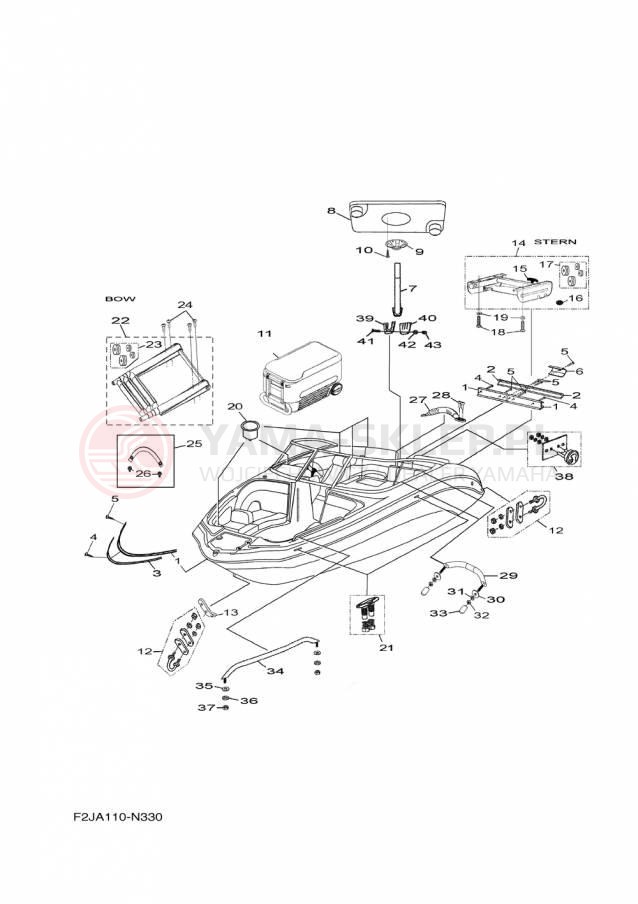 Schemat "HULL DECK FITTINGS" do Yamaha 212X XAT1800AP/XAT1800BP