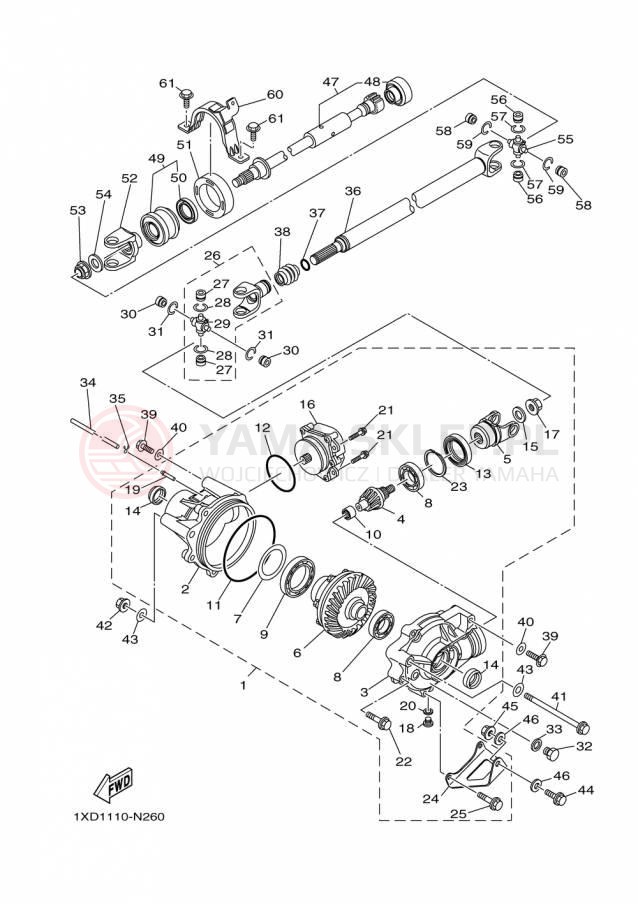 Schemat "Wał napędowy przód" do Yamaha VIKING EPS YXM700PFL