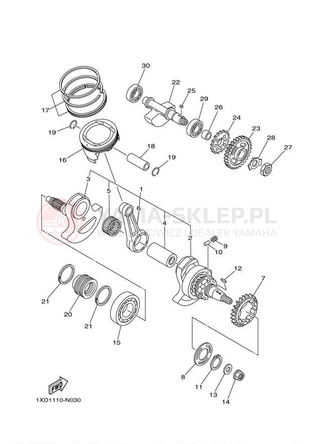 Schemat "Wał korbowy, tłok" do Yamaha VIKING 700 YXM700DER