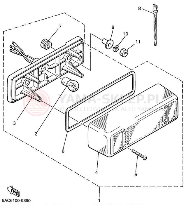 Schemat "lampa tył" do Yamaha VK540 III VK540EC