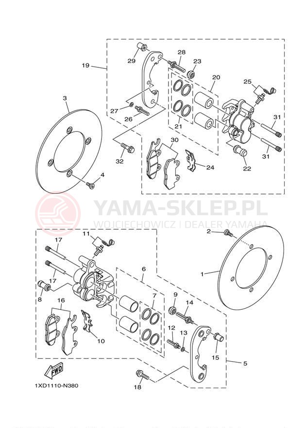Schemat "Zacisk hamulcowy tylny" do Yamaha VIKING 700 HUNTER YXM700DHEH
