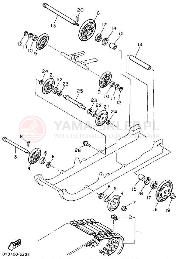 Schemat "Zawieszenie gąsiennicy" do Yamaha OVATION LE CS340ET