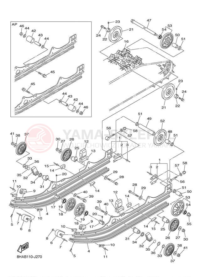 Schemat "Zawieszenie gąsiennicy" do Yamaha FX NYTRO MTX FX10M53Z