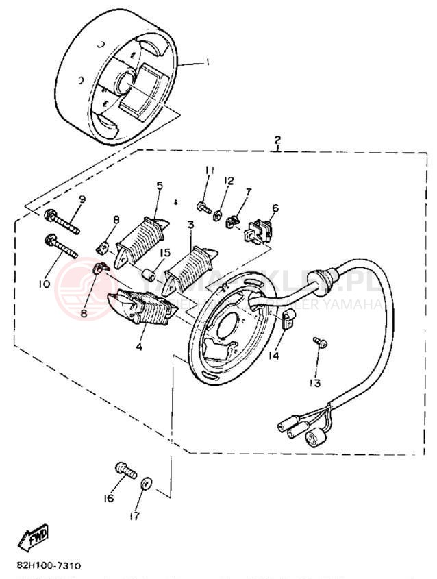 Schemat "prądnica" do Yamaha ENTICER 340 ET340L