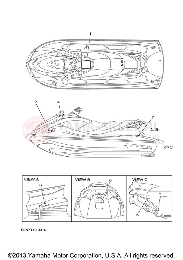 Schemat "naklejki" do Yamaha WAVERUNNER VX SPORT VX1100J