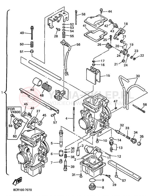 Schemat "Gaźnik" do Yamaha VMAX 500 XT VX500XTB