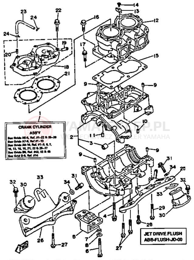Schemat "cylinder, obudowa silnika" do Yamaha WRB650Q_62