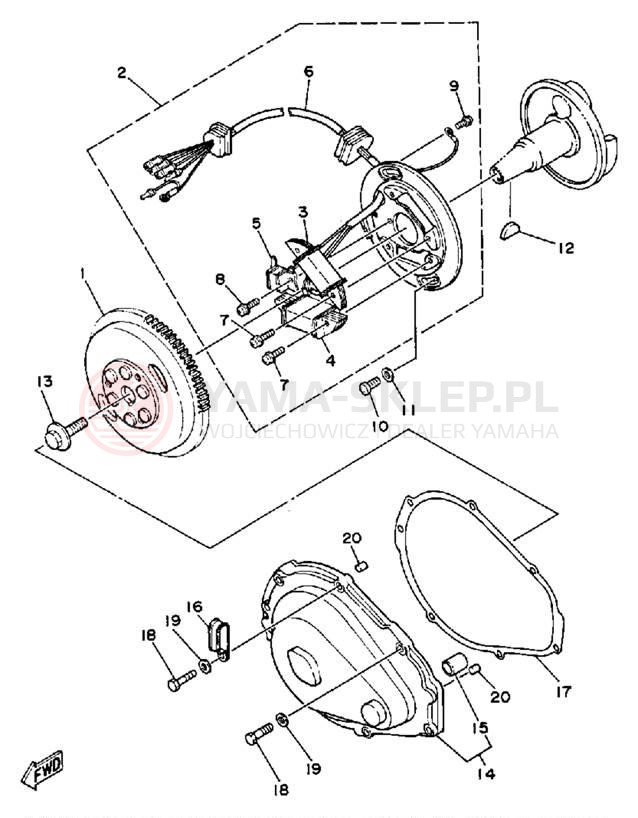 Schemat "prądnica" do Yamaha WR650P