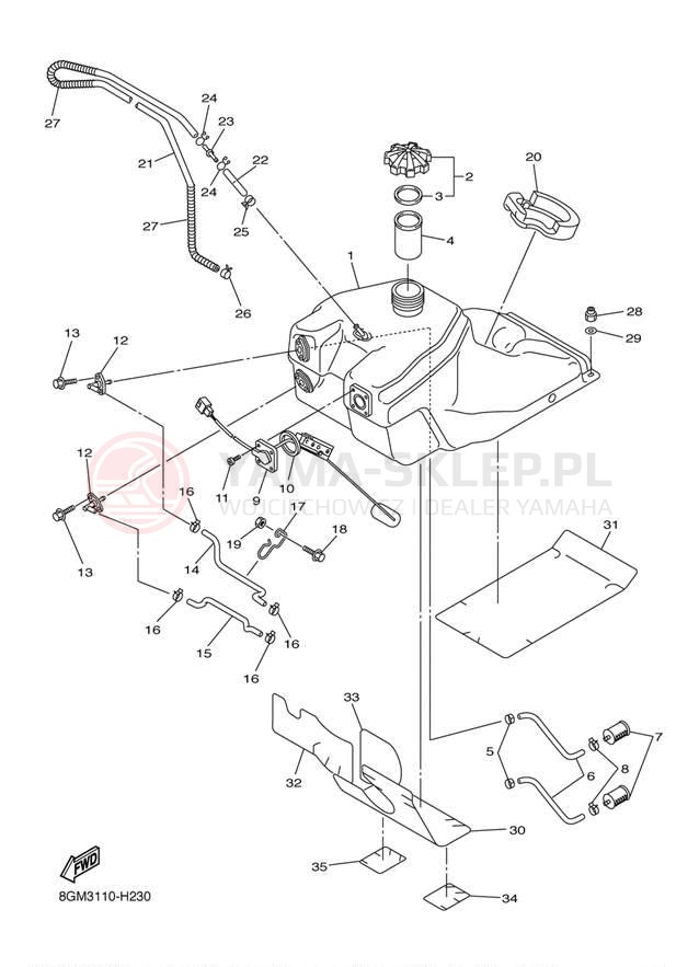 Schemat "zbiornik paliwa" do Yamaha RS VECTOR_GT RS90RYW/RS90GTYB