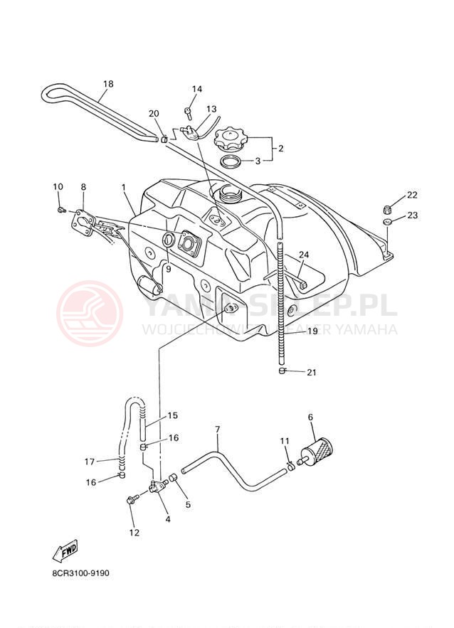 Schemat "zbiornik paliwa" do Yamaha SX500R SX500D