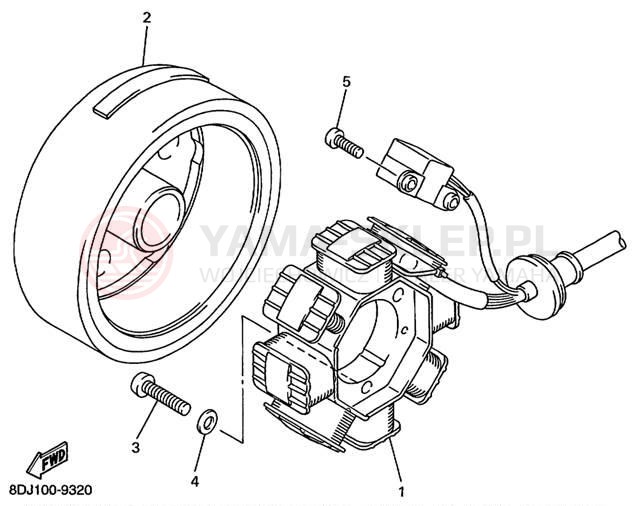Schemat "prądnica" do Yamaha VENTURE 500 XL VT500XLC
