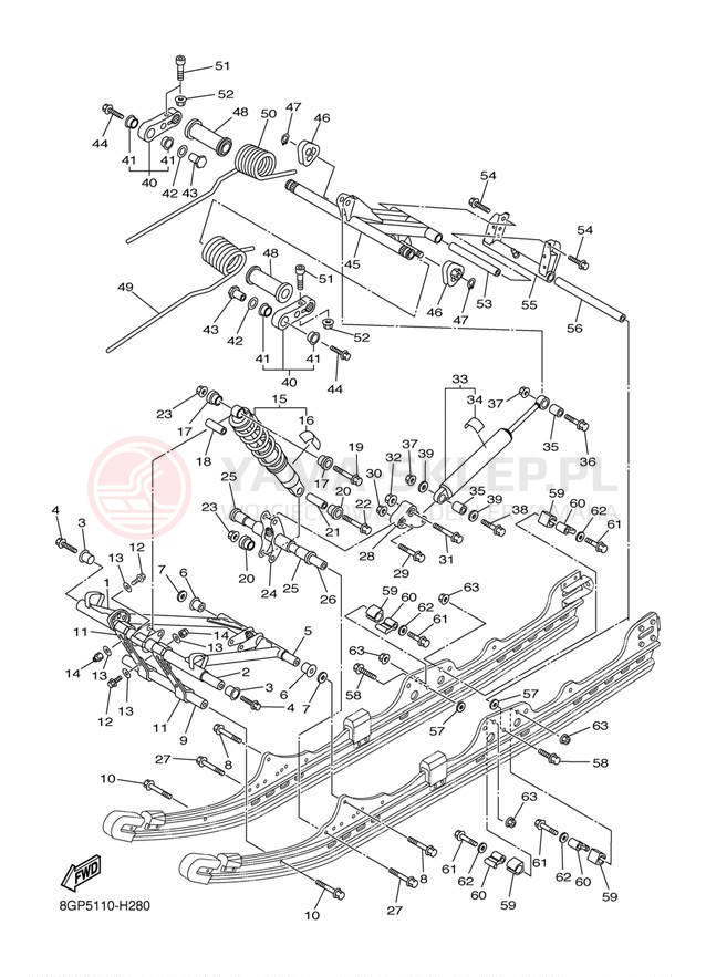 Schemat "Zawieszenie gąsiennicy" do Yamaha PHAZER MTX PZ50MTYO/PZ50MTYW