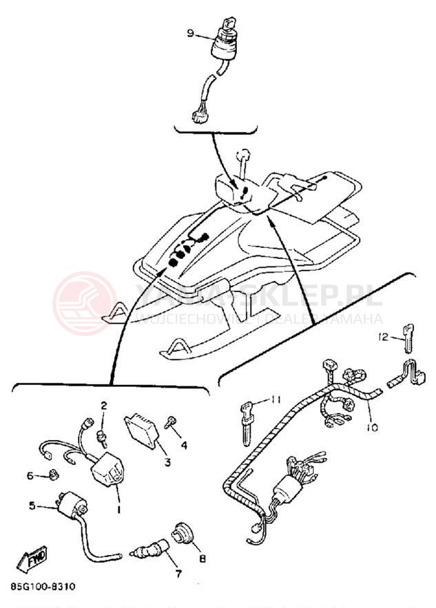 Schemat "układ elektryczny" do Yamaha SNOSCOOT SV80P