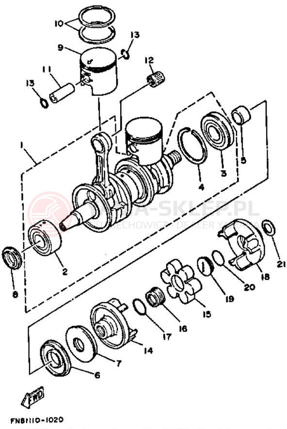 Schemat "Wał korbowy, tłok" do Yamaha WRB650P_62