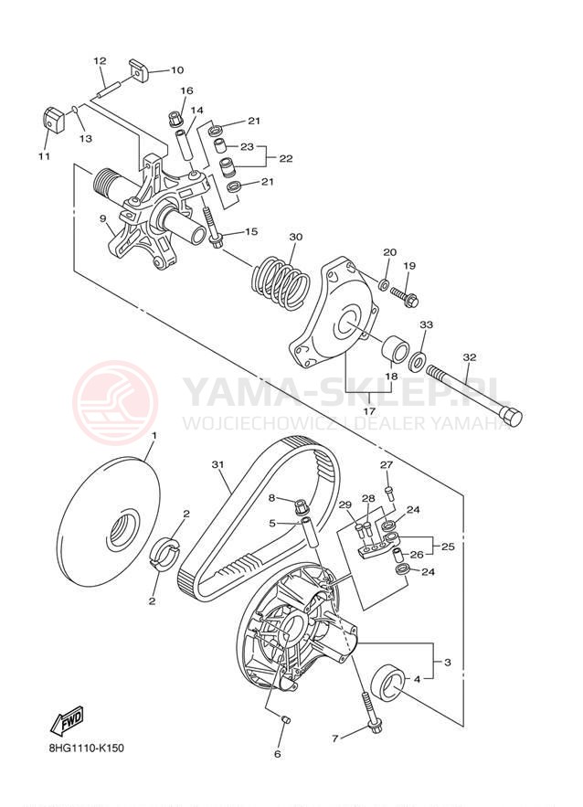Schemat "PRIMARY SHEAVE" do Yamaha APEX RX10PAL/RX10PAR