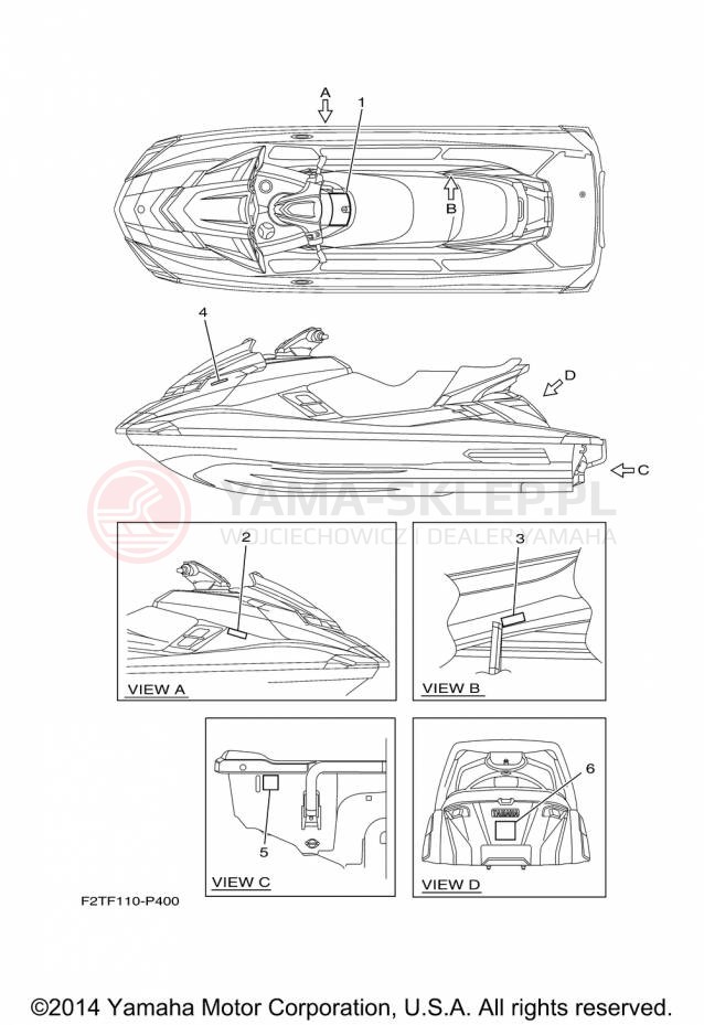 Schemat "naklejki" do Yamaha WAVE RUNNER FX SHO FA1800P