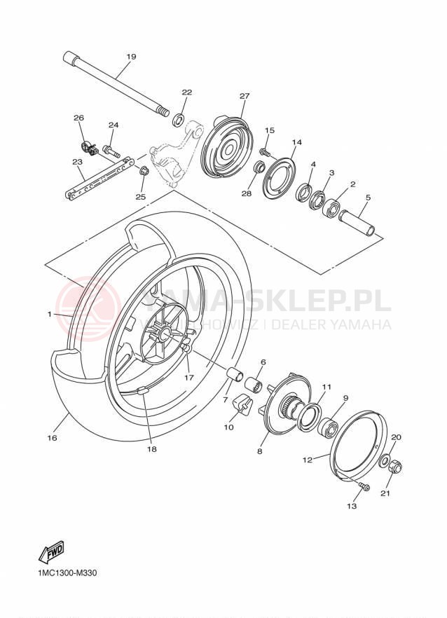 Schemat "Koło tył" do Yamaha FJR1300A FJR13AFC/FJR13AF