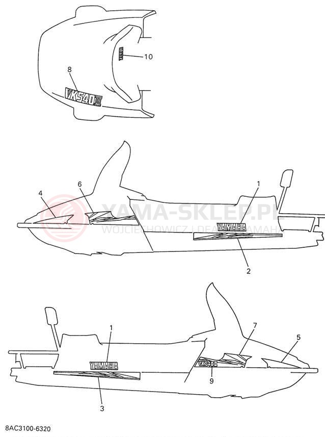Schemat "naklejki" do Yamaha VK540 II VK540EW