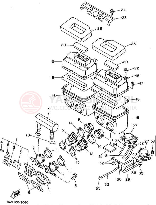 Schemat "Wtrysk paliwa" do Yamaha VMAX-4 VX750U