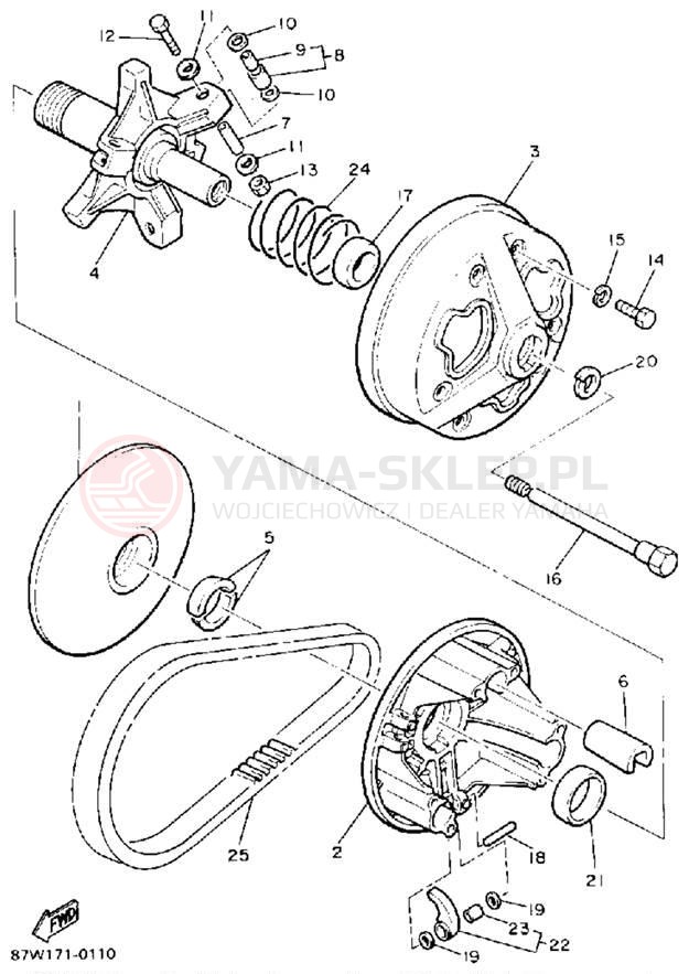 Schemat "PRIMARY SHEAVE" do Yamaha ENTICER LTR ET400TRP