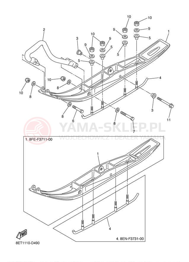 Schemat "płozy" do Yamaha RS Venture RST90K