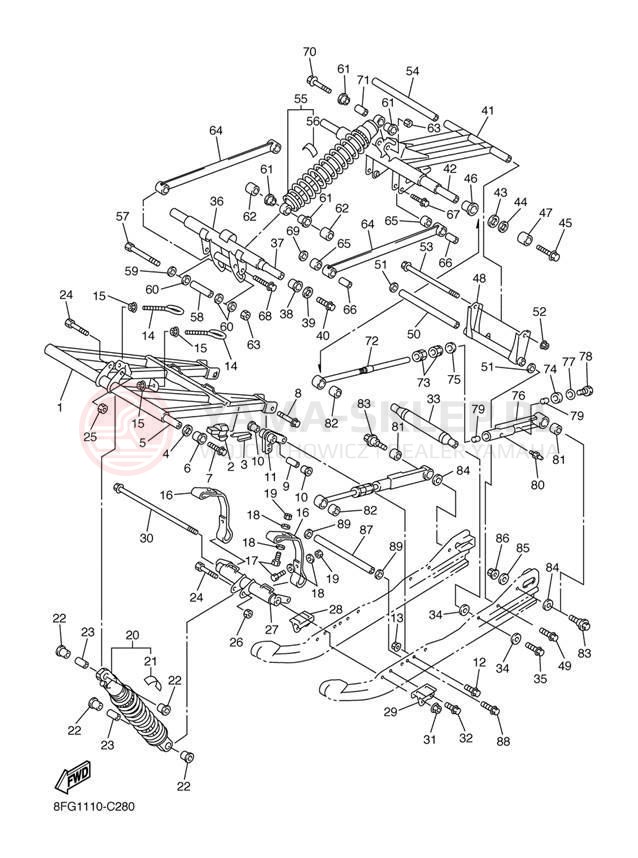 Schemat "Zawieszenie gąsiennicy" do Yamaha RX WARRIOR RXW10J/RXW10SJ
