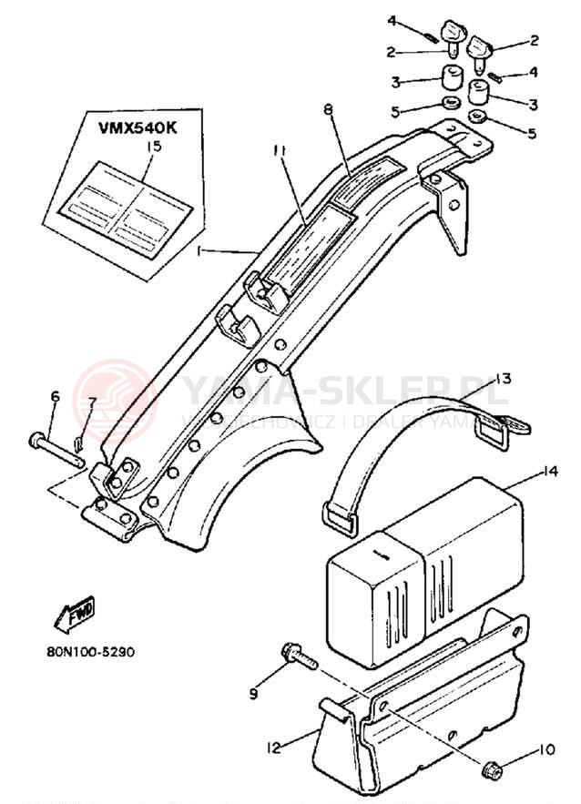 Schemat "GUARD - LUGGAGE BOX" do Yamaha V-MAX VMX540J