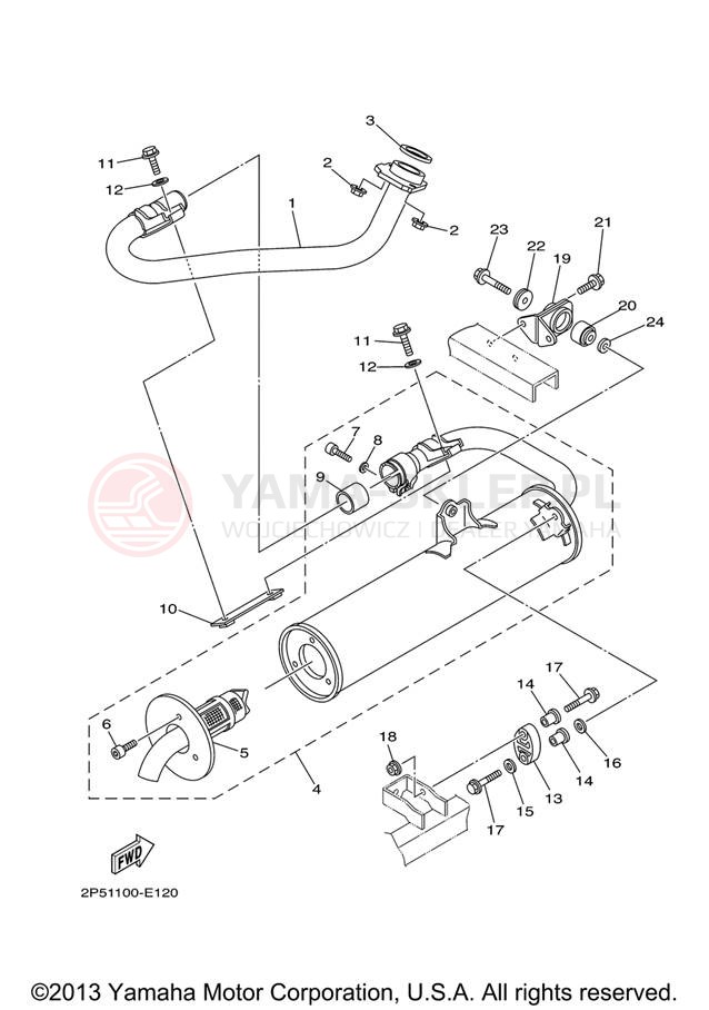 Schemat "Wydech końcowy" do Yamaha RHINO 450 YXR45FXGR/YXR45FXR