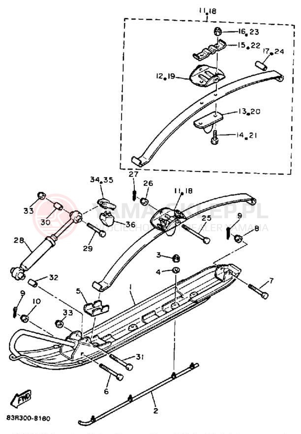 Schemat "płozy" do Yamaha VK540 VK540EN