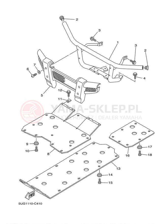Schemat "osłona / stelaż" do Yamaha RHINO YXR660FAT