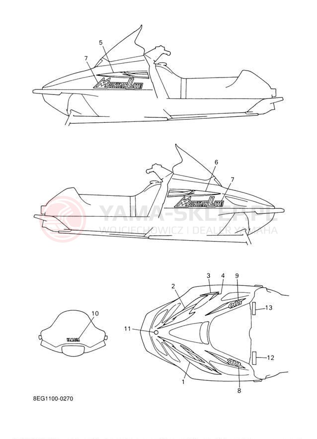 Schemat "naklejki" do Yamaha PHAZER MOUNTAIN LITE PZ500MLD