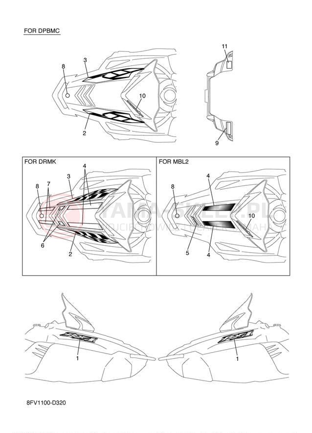 Schemat "naklejki" do Yamaha RX-1 ER RX10RK/RX10RSK