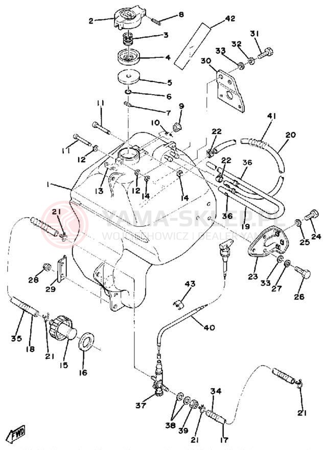 Schemat "zbiornik paliwa" do Yamaha ET250B