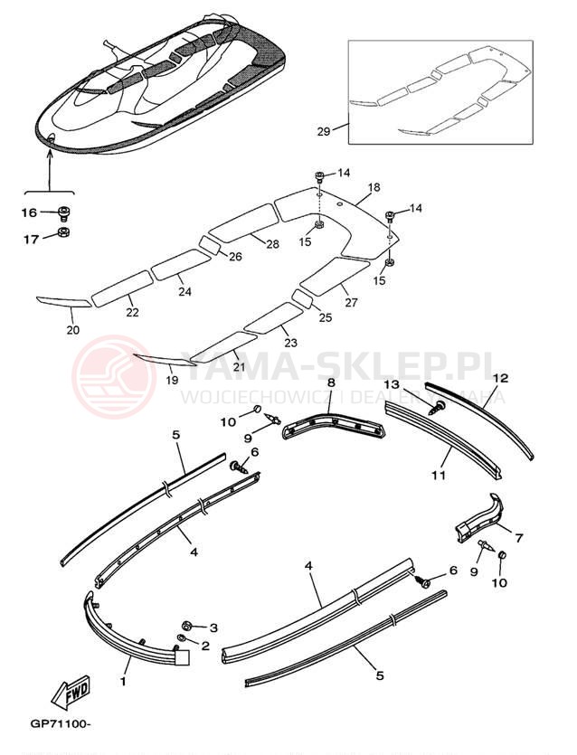 Schemat "GUNWALE - MAT" do Yamaha WAVE RUNNER GP1200 GP1200X