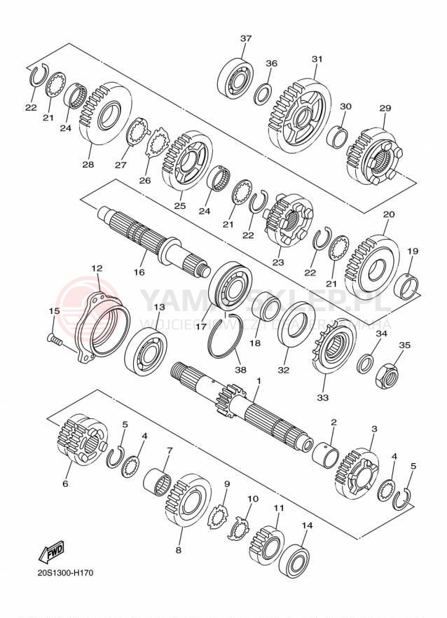 Schemat "Skrzynia biegów " do Yamaha FZ6R FZ6RFCR/FZ6RFR